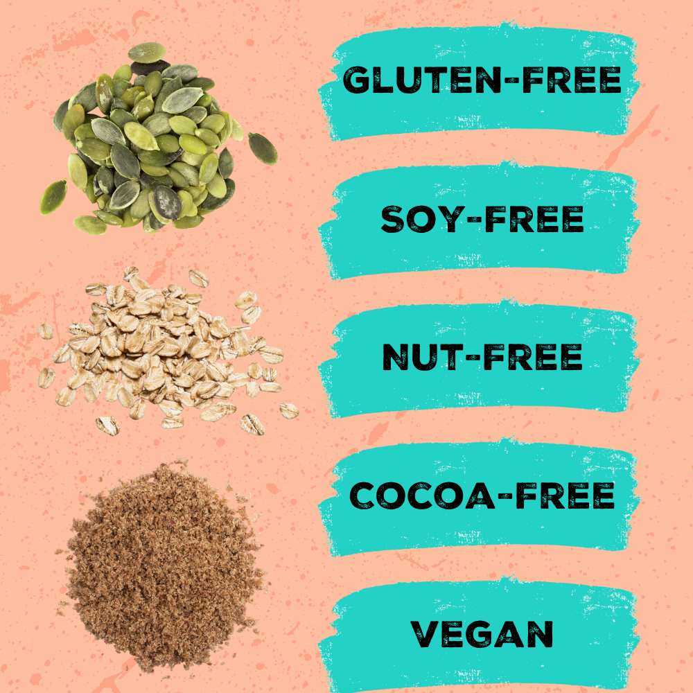 Amia Bars are free from Gluten, Dairy, Soy, Nuts, Cocoa and Artificial Sweeteners